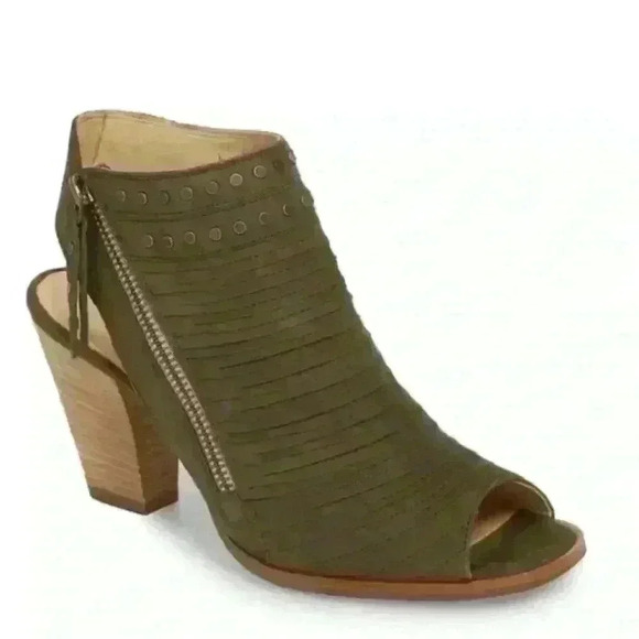 Paul Green Cayanne Peep Toe Bootie Olive Green Nubuck Size 6 1/2 UK, Size 9 U.S. - Picture 1 of 10